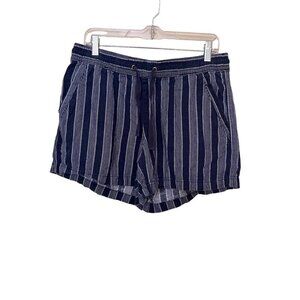 Nautica Womens Striped Linen Blend Shorts L Boh Beachy Lagenlook Coastal